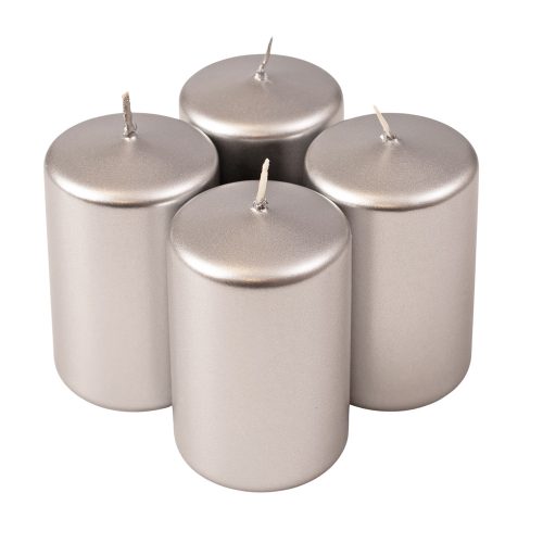 Adventi henger gyertya készlet, 8 x 5cm - Metál ezüst