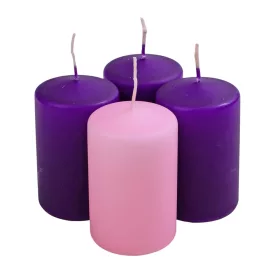   Adventi henger gyertya készlet, 8 x 5cm - Matt 3 sötétlila, 1 rózsaszín