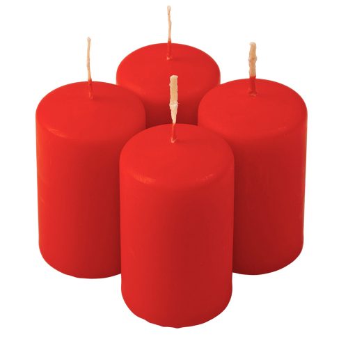 Adventi henger gyertya készlet, 8 x 5cm - Matt piros