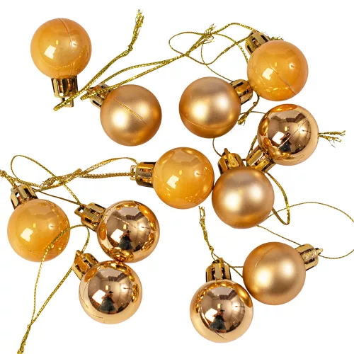 12-piece 2.5cm Christmas Ball Set - Gold