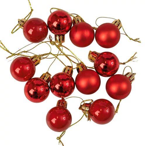 12-piece 2.5cm Christmas Ball Set - Red