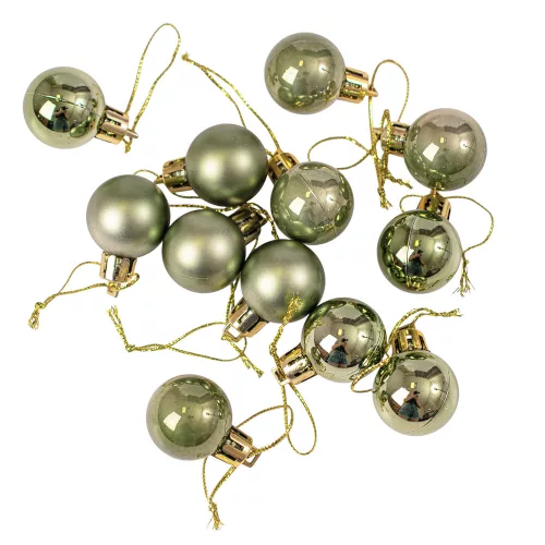 12-piece 2.5cm Christmas Ball Set - Light Green