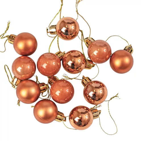 12-piece 2.5cm Christmas Ball Set - Light Brown