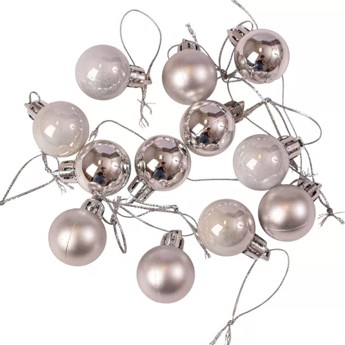 12-piece 2.5cm Christmas Ball Set - Silver