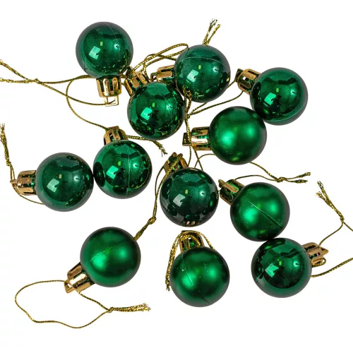 12-piece 2.5cm Christmas Ball Set - Dark Green
