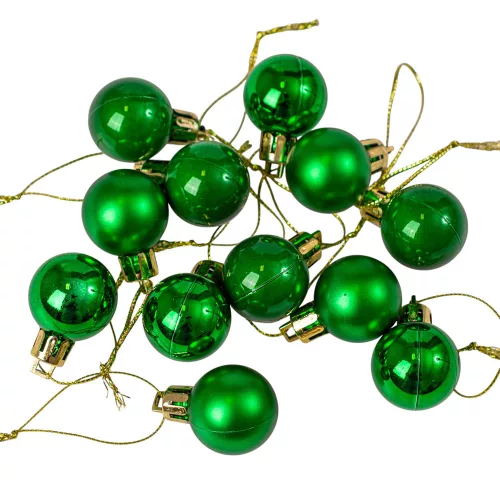 12-piece 2.5cm Christmas Ball Set - Green