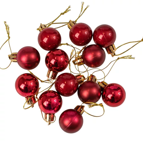 12-piece 2.5cm Christmas Ball Set - Burgundy