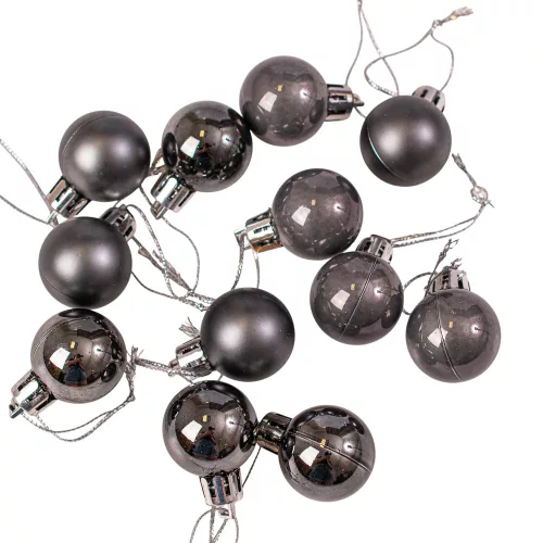 12-piece 2.5cm Christmas Ball Set - Graphite