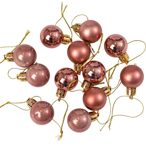 12-piece 2.5cm Christmas Ball Set - Rose Gold
