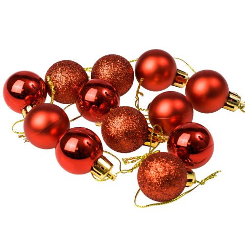 12-piece 2.5cm Christmas ball set - Red