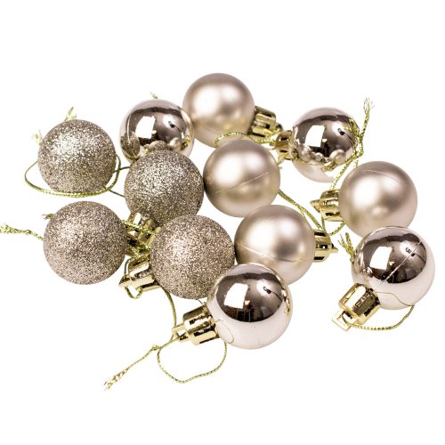 12-piece 2.5cm Christmas ball set - Champagne