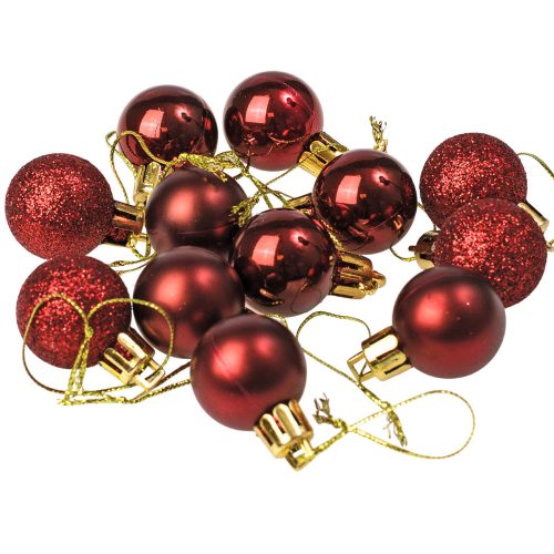 12-piece 2.5cm Christmas ball set - Burgundy