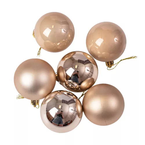 6-piece 6cm Christmas Ball Set - Champagne