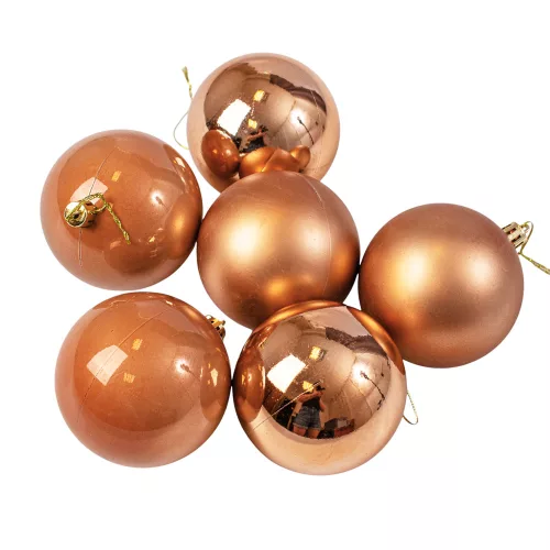 6-piece 6cm Christmas Ball Set - Light Brown