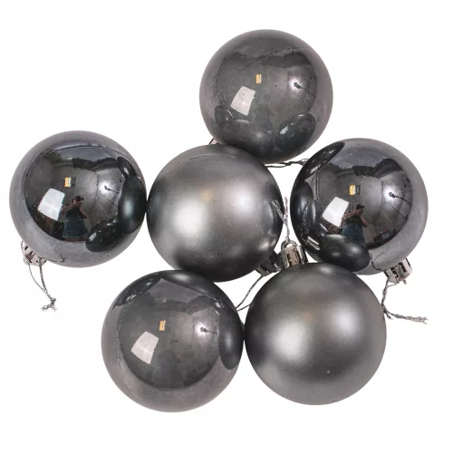6-piece 6cm Christmas Ball Set - Graphite