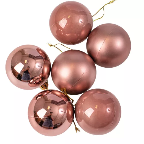 6-piece 6cm Christmas Ball Set - Rose Gold