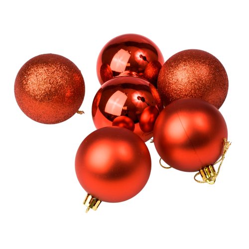 6db-os 6cm-es karácsonyi gömb szett - Piros