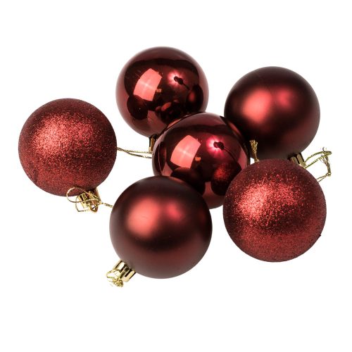 6-piece 6cm Christmas ball set - Burgundy