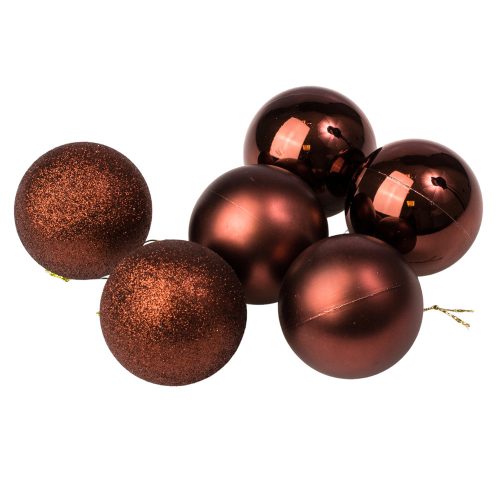 6-piece 6cm Christmas ball set - Dark brown