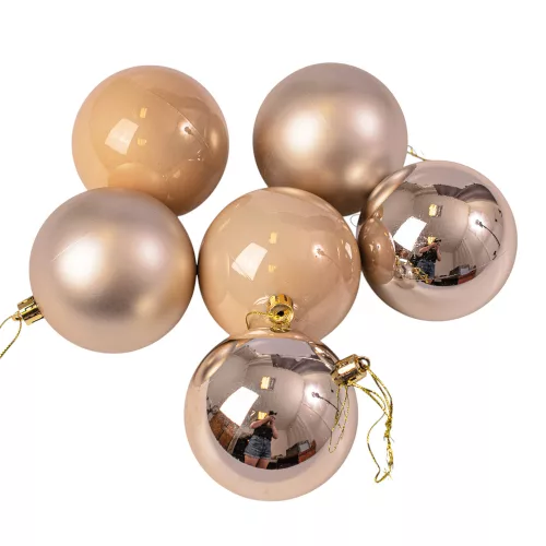 6-piece 8cm Christmas Ball Set - Champagne