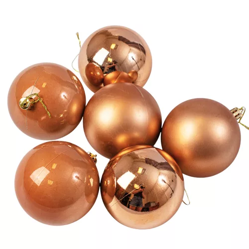 6-piece 8cm Christmas Ball Set - Light Brown