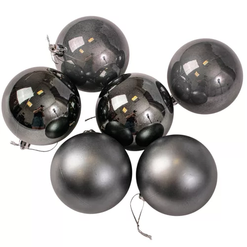 6-piece 8cm Christmas Ball Set - Graphite
