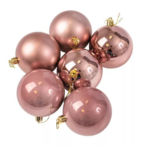 6-piece 8cm Christmas Ball Set - Rose Gold