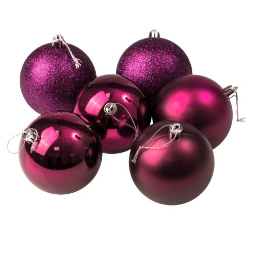 6-piece 8cm Christmas ball set - Dark purple