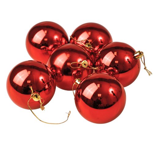6-piece 8cm shiny Christmas ball set - Red