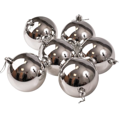 6-piece 8cm shiny Christmas ball set - Silver