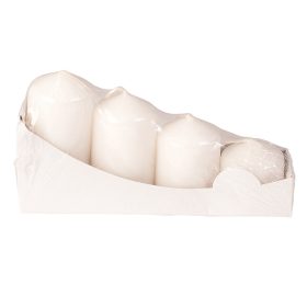   Lépcsős adventi henger gyertya készlet, Ø40 x 40/55/70/85mm - Lakk fehér