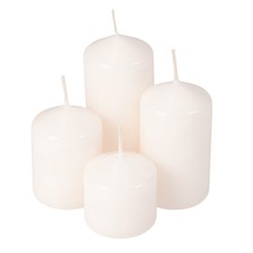   Lépcsős adventi henger gyertya készlet, Ø40 x 40/55/70/85mm - Lakk ekrü