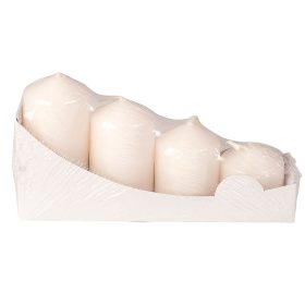   Lépcsős adventi henger gyertya készlet, Ø40 x 40/55/70/85mm - Lakk ekrü