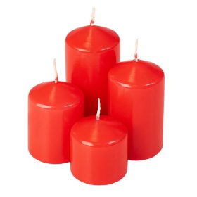   Lépcsős adventi henger gyertya készlet, Ø40 x 40/55/70/85mm - Lakk piros