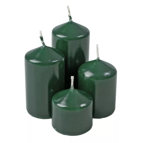 Lépcsős adventi henger gyertya készlet, Ø40 x 40/55/70/85mm - Lakk sötétzöld
