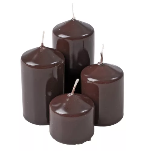 Lépcsős adventi henger gyertya készlet, Ø40 x 40/55/70/85mm - Lakk sötétbarna