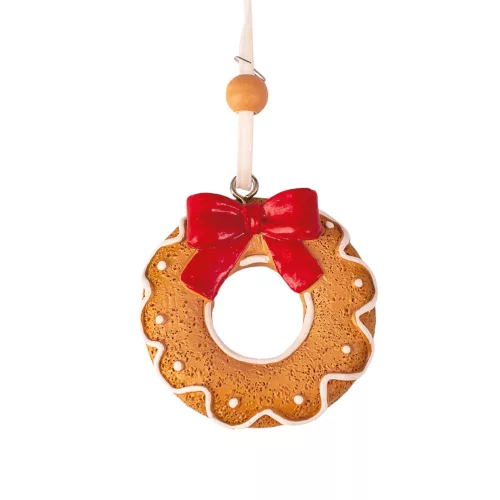 Gingerbread Donut Ornament, Polyresin, 5.5cm, for Creative Use or Christmas Tree