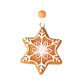   Mézeskalács hópihe dísz, polirezin, 5.5cm, kreatív felhasználásra vagy karácsonyfára