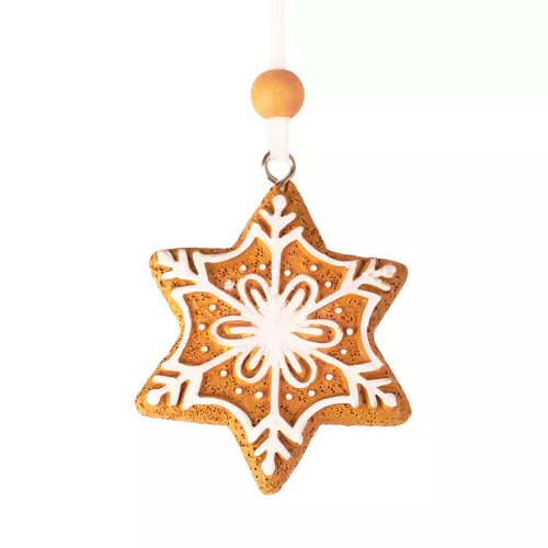 Gingerbread Snowflake Ornament, Polyresin, 5.5cm, for Creative Use or Christmas Tree