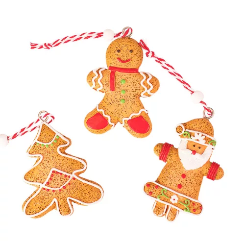 Gingerbread Ornament Set, Polyresin, 6 x 5cm, for Creative Use or Christmas Tree
