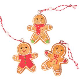   Mézeskalács dísz szett, polirezin, 5,5 x 4,5 cm, kreatív felhasználásra vagy karácsonyfára