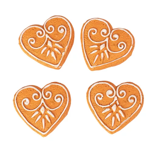 Gingerbread Ornament Set, Polyresin, 4 x 3cm, for Creative Use - Heart