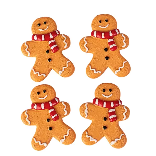 Mézeskalács dísz szett, polirezin, 4 x 3cm, kreatív felhasználásra - figura