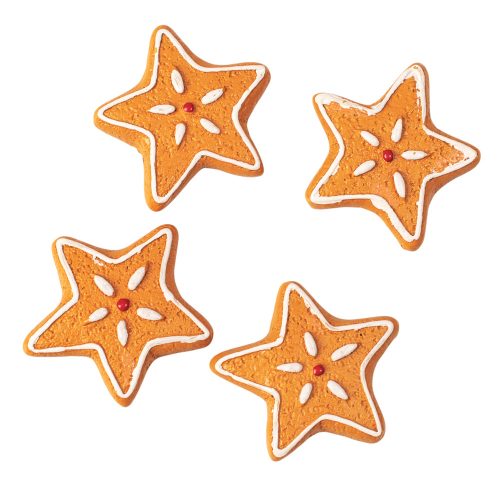 Mézeskalács dísz szett, polirezin, 4 x 3cm, kreatív felhasználásra - csillag