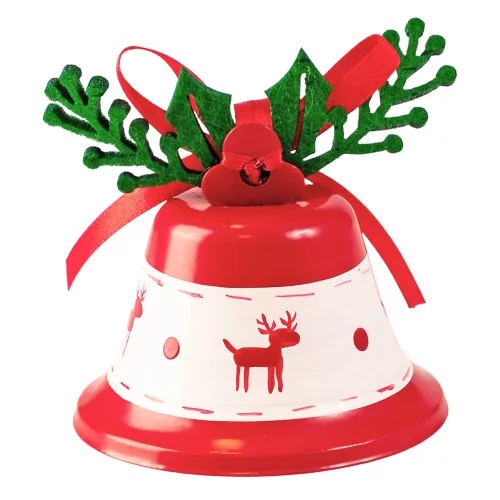 Christmas Bell 7.5 x 7.5cm - White/Red
