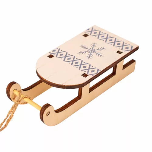 Sled Decoration, Wood, 5.5 x 3.5 x 12.5cm - White