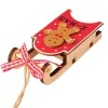 Gingerbread Sled Decoration, Wood, 10.5 x 4.5 x 2.6cm - Red