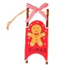 Gingerbread Sled Decoration, Wood, 10.5 x 4.5 x 2.6cm - Red