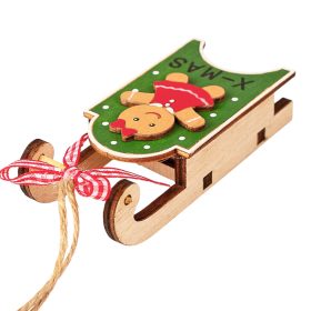   Mézikés szánkó dekoráció, fa, 10.5 x 4.5 x 2.6cm - Zöld
