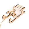 Furry Sled Decoration, Wood, 12.5 x 5 x 4cm - White